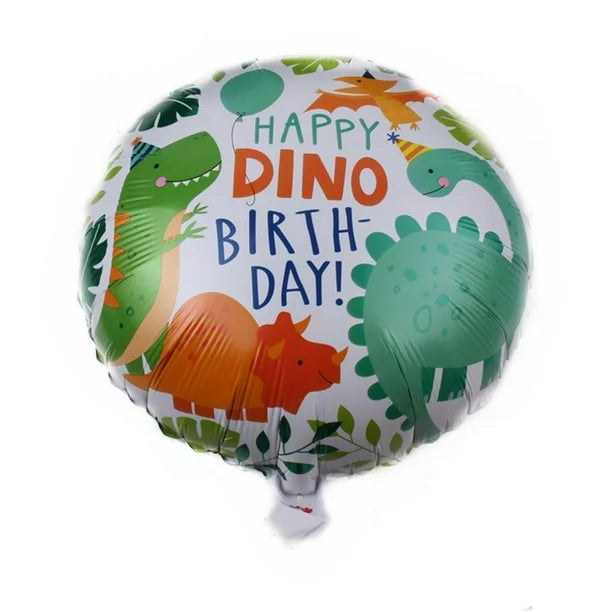 ﻿Globo Metalizado Redondo Happy Dino Birthday 18" Festella