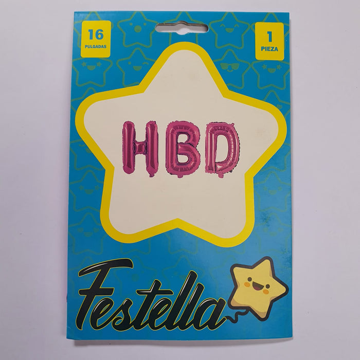 Globo Metalizado HBD Fucsia 16" X 1 Unidad Festella