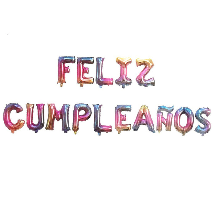 Letrero de Globos Feliz Cumpleaños Degrade 16" X 15 Piezas Festella
