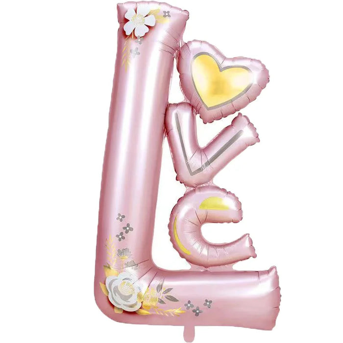 Globo Letrero Love Dorado Rosa Vertical 44" Festella