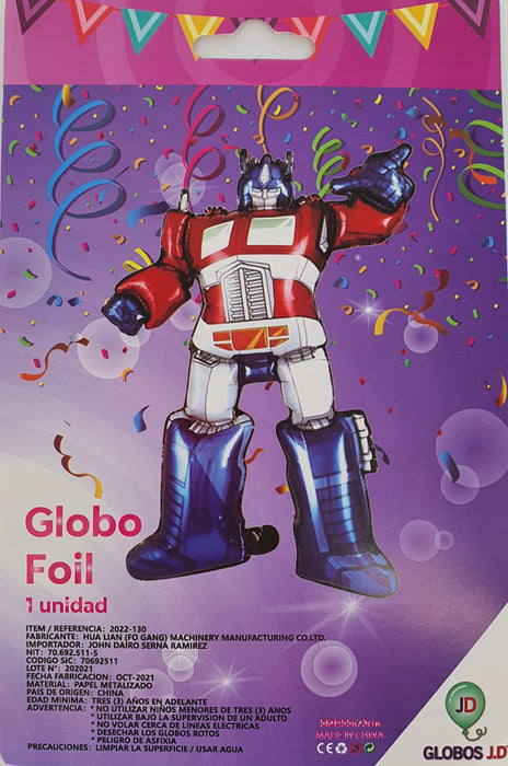 Globo Metalizado Figura Transformers Rojo y Azul Optimus Prime 28"