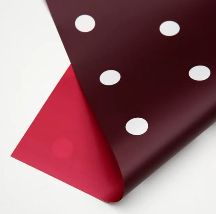 Papel Coreano Impreso Polka Paquete x 20 Color Vino