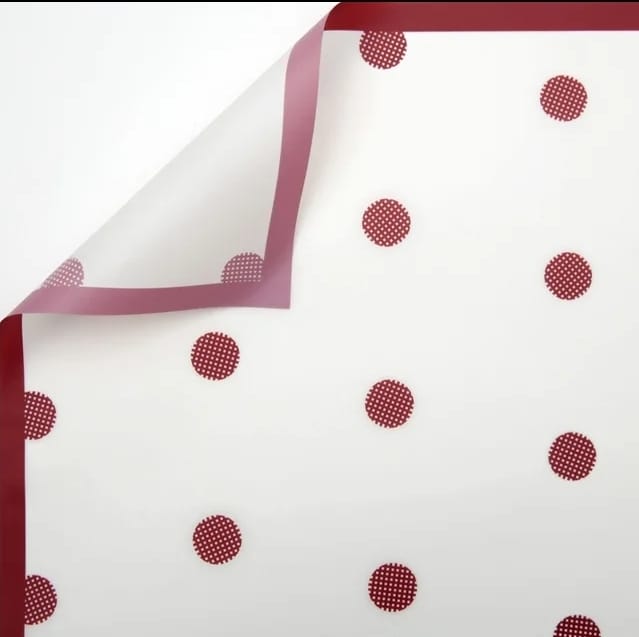 Papel Coreano Impreso Polka Paquete x 20 Color Vino