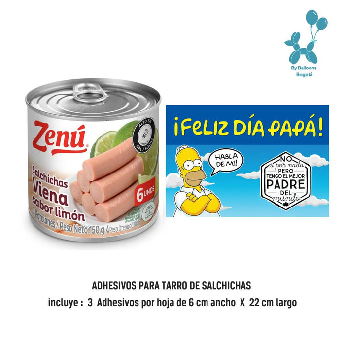 Stickers Adhesivos Para Tarro de Salchichas Ref. 4 x 3 Unidades