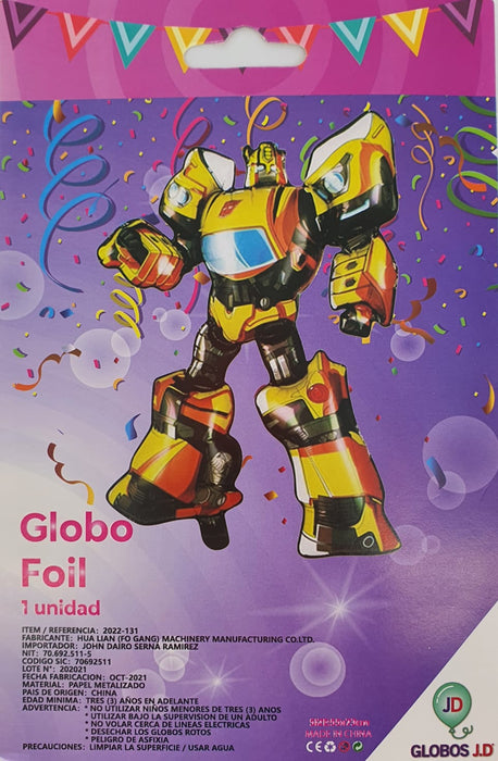 Globo Metalizado Figura Transformers Amarillo Bumblebee 28"