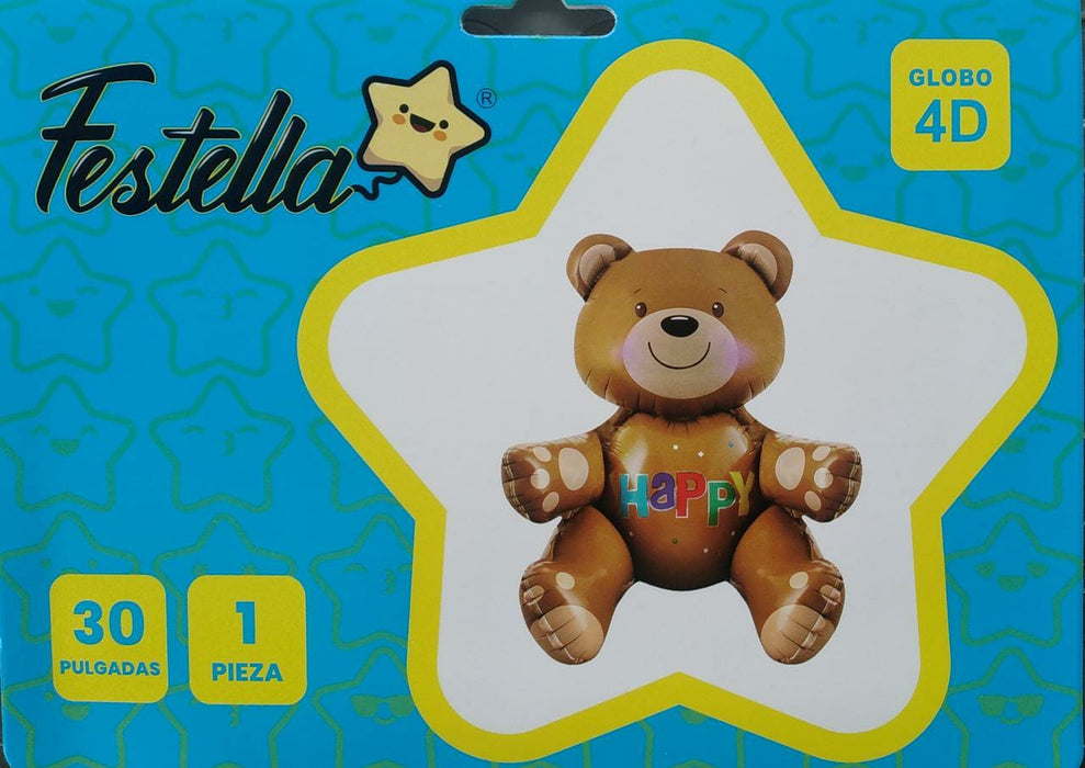 Globo 4D osito HAPPY 30"
