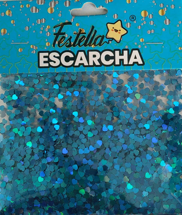 Escarcha Azul Corazon Para Globo 20 Gr x 1 Unidad