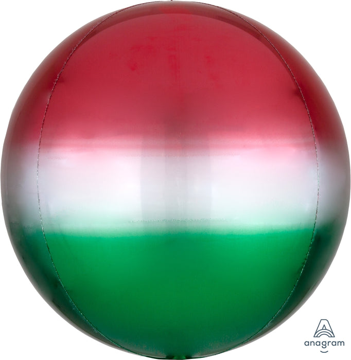 Globo Orbz Ombre Rojo Verde 16"