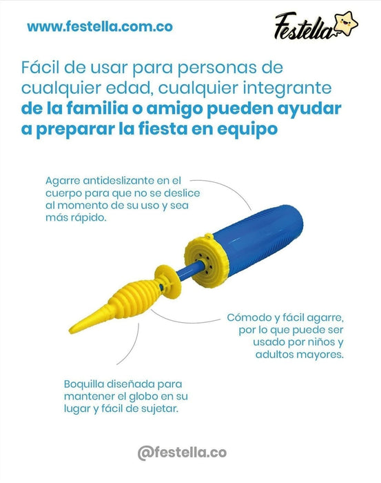 Inflador manual Doble Acción Marca Festella x 1 Unidad