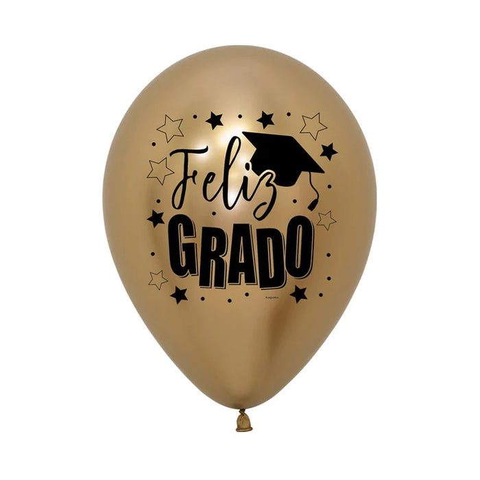 Globo Feliz Grado Reflex Dorado R12 X 12