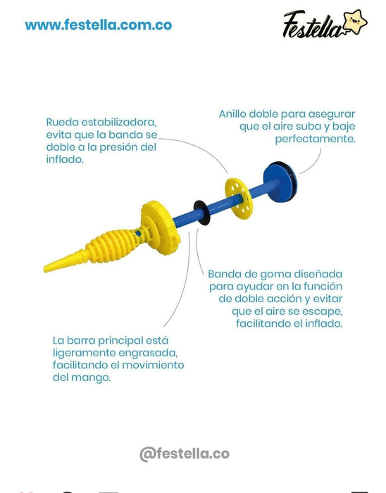 Inflador manual Doble Acción Marca Festella x 1 Unidad