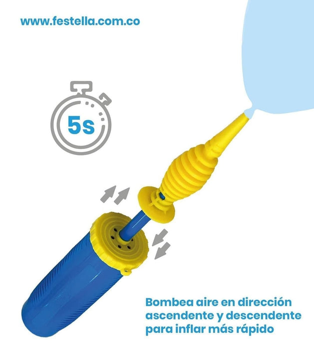 Inflador manual Doble Acción Marca Festella x 1 Unidad