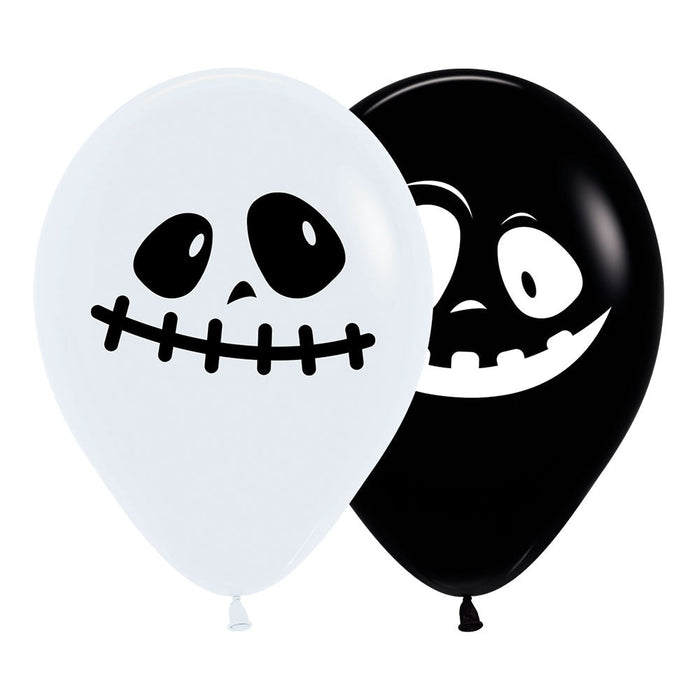 Globos Fashion Impreso Fantasmas Surtido Blanco y Negro R12 x 12 Unidades Sempertex