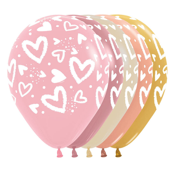 Globo Infinity Corazones Brillantes Surtidos R12 X 50 Globos