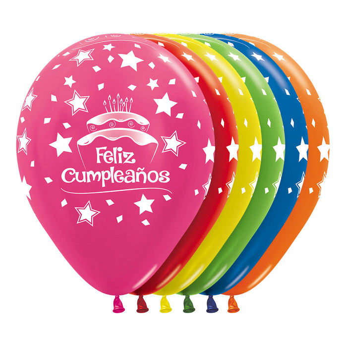 Globos Surtido Metal Feliz Cumpleaños Torta R12 x 50 Unidades Sempertex