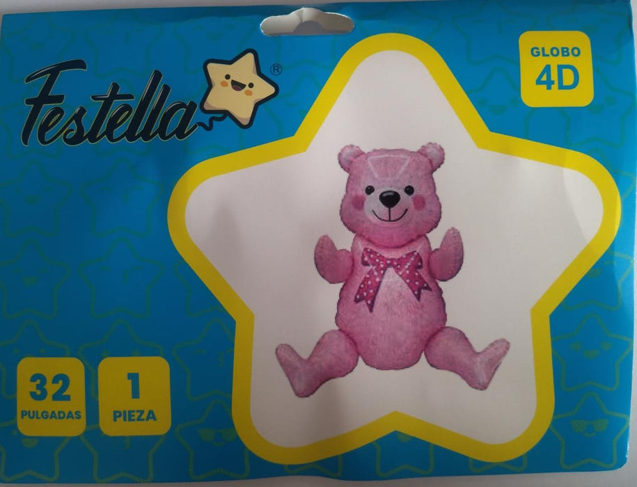 Globo Oso 4D Rosado 32" Festella